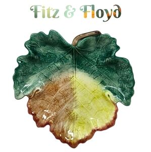Vintage Fitz & Floyd Leaf-Shaped Decorative Plate Pattern Ironstone Sonoma